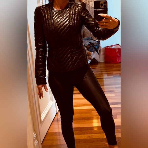 Veste en cuir et duvet noir Rudsak COLLECTION jacket - Picture 7 of 8